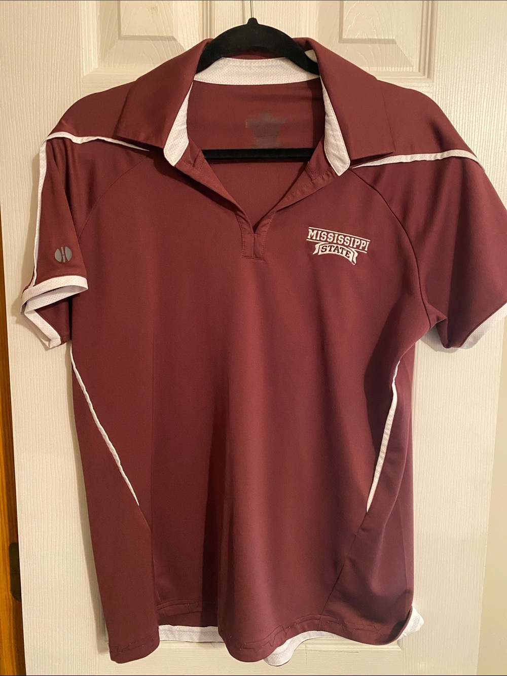 Source Unknown Maroon Polo with White Trim - Mississippi State Logo